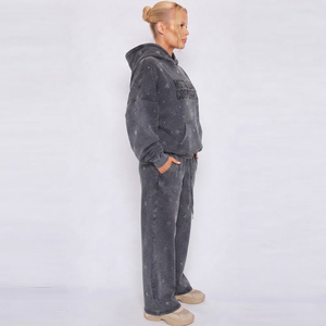 Moto End Corporation Sweat à capuche en polaire oversize unisexe avec strass, style streetwear automne, veste de survêtement - Product Image 5