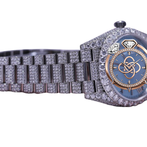 Montre de luxe à cadran rond en moissanite pour homme, bracelet entièrement serti de diamants - Product Image 2