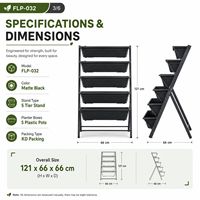 Jardinera Vertical de 5 Niveles al por Mayor con Cajas de Plástico, Soporte para Plantas de Exterior que Ahorra Espacio para Balcón y Patio