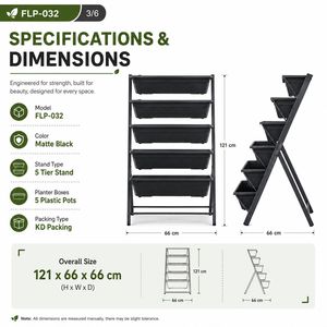 Jardinière Verticale à 5 Niveaux en Gros avec Bacs en Plastique – Support de Plantes Extérieur Gain de Place pour Balcon et Patio - Product Image 3