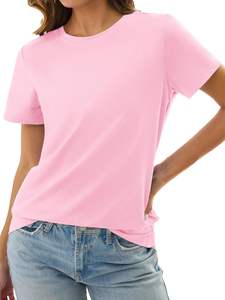 Camiseta de Algodón Ecológica de Secado Rápido para Mujer, Informal, Ligera, Transpirable, Cómoda, Suave, Moderna, con Logo - Product Image 2