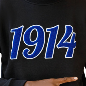<b>Black</b> 1914 Chenille Sweatshirt Mens Greek Letter Crewneck Premium Fraternity Pullover Soft <b>Fleece</b> Classic Fit Casual Apparel - Product Image 6