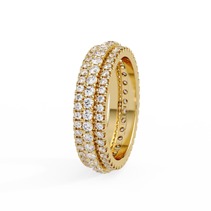 Triple Row Pave Round Cut Lab Grown Diamond 14K Solid Gold Bridal Wedding Band Engagement <b>Ring</b> Custom Wholesale Jewelry Supplier - Product Image 3