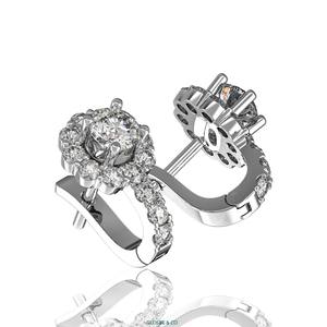 Boucles d'oreilles clous en moissanite et diamant, design cœur et nœud personnalisé OEM ODM, 6 mm, or jaune, or blanc, or rose, Glosbe - Product Image 1