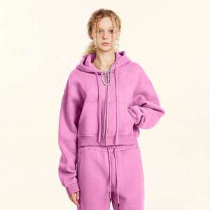 ชุดวอร์มลำลองผ้าฟลีซแขนยาวทรงโอเวอร์ไซส์มีฮู้ดสำหรับผู้หญิง กางเกงวอร์มสำหรับวิ่งออกกำลังกาย ผลิตจากโพลีเอสเตอร์ 100% แห้งเร็ว - Product Image 3