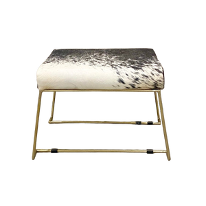 Modern Leather Ottoman with Gold Metal Frame Living Room Furniture - Product Image 1