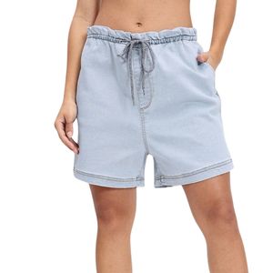Shorts de Mezclilla de Corte Ajustado y Lavado Oscuro, Cintura Alta, Dobladillo Deshilachado, Clásicos para Mujer, Uso Diario de Verano - Product Image 5