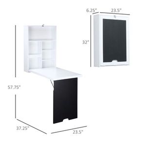 Scrivania Pieghevole da Parete Bianca, Design Semplice, Scrivania per Ufficio, Casa, Camera da Letto o Soggiorno, Realizzata in Legno MDF - Product Image 2