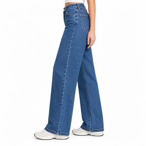 New ODM Ladies Breathable Straight Simple Denim Jeans Summer Autumn Export Quality Wholesale High Quality Manufacturer Supplier - Product Image 3