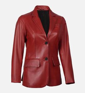 Nuevo Blazer de Moda Negro de Piel de Oveja Auténtica para Mujer, Chaqueta de Cuero Curtido Vegetal - Product Image 3