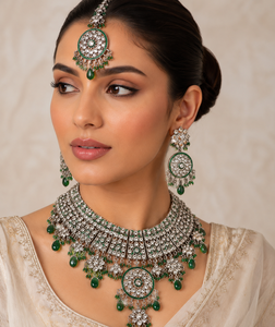 Conjunto de collar indio de plata Kundan, collar de compromiso, joyería india, conjunto de joyería pakistaní, collar antiguo, collar nupcial - Product Image 2