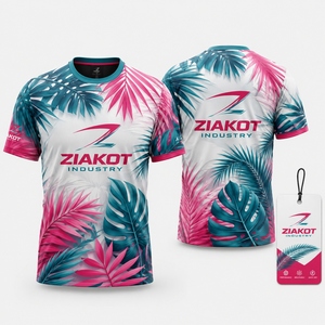 เสื้อยืดออกกำลังกายสีชมพู-เขียว-ขาว ดีไซน์ใหม่สำหรับผู้ชาย ยี่ห้อ ZIAKOT - Product Image 4