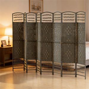 8-Fold Dark Gray Folding Screen <b>Room</b> <b>Divider</b> and Privacy Screen - Product Image 1