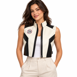 Texture Comfortable Fit Lightweight Outdoor Apparel OEM <b>Women</b> Leather Vest Casual Leather Style <b>Waistcoat</b> Durable Fabric Soft - Product Image 1