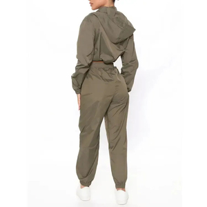 BASRA SPORTS Ensemble de survêtement léger en nylon pour femme, veste à col montant et pantalon de sport extensible, idéal pour l'entraînement et le fitness, respirant - Product Image 4