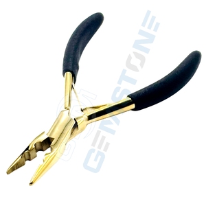 Alicate Profesional de Acero Inoxidable de 2 Orificios para Extensiones de Cabello, Cerrador de Microperlas de 5.5 Pulgadas, Herramienta de Engarzado para Micro Anillos, Uso Comercial Dorado - Product Image 2