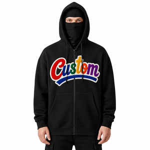 Sweat à capuche zippé personnalisé pour homme, épais, avec cagoule intégrée en molleton de coton vierge style sergé multicolore, fabriqué aux États-Unis - Product Image 4
