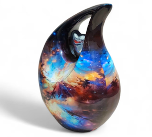 Urnas de Cremación para Adultos con Forma de Lágrima y Corazón, Acabado Colorido Antiguo, para Cenizas Funerarias, Metal, Latón/Aluminio - Product Image 2