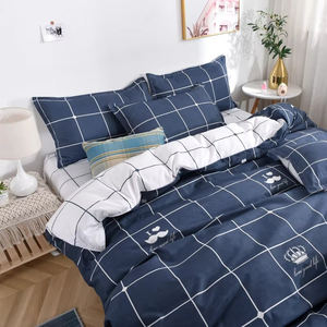Modern Geometric Print <b>Duvet</b> <b>Cover</b> <b>Set</b> <b>Navy</b> Blue Cotton 400TC All Season Home Bedding - Product Image 4