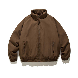 Men's Olive Green <b>Corduroy</b> Bomber <b>Jacket</b> Stand Collar Zipper Closure Windproof Casual Solid Color Polyester Shell Regular Fit - Product Image 4