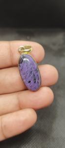 Colgantes de Charoita Natural de Alta Calidad, Estilo Bohemio, Chapados en Oro, Forma Ovalada, Venta al Por Mayor - Product Image 6