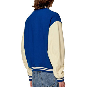 Chaqueta Universitaria Azul para Hombre con Mangas Beige y Logotipo Bordado, Estilo Preppy, Corte Regular, Ropa de Invierno, 100% Lana Ecológica - Product Image 2