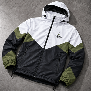 Men Waterproof Hooded Windbreaker Jacket Lightweight Color Block Outdoor Hiking Running Windproof Rain Jacket Custom Logo - Product Image 6