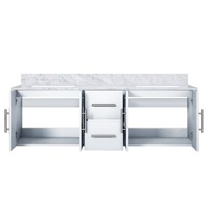 Bianco lucido 60 In. W X 22 In. D doppio bagno vanità Carrara marmo Top bagno vanità - Product Image 5