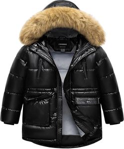 Veste matelassée noire brillante pour homme, long manteau à capuche avec bordure en fourrure, épaisse, coupe-vent, pour l'hiver - Product Image 2