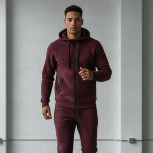 Ensemble de sport pour homme en molleton technique de haute qualité, pantalon de jogging coupe ajustée et sweat à capuche zippé intégral, OEM - Product Image 4