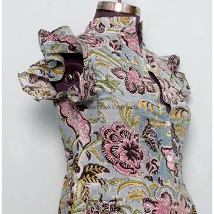 Camisetas sin mangas con estampado floral 100% algodón para mujer, manga corta, cuello redondo con botones, tela suave y transpirable, estilo dulce - Product Image 6