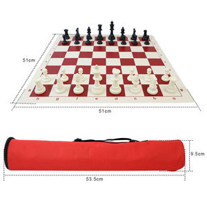 Jeu d'échecs pliable 51 cm x 51 cm avec pièces en plastique et étui de transport noir 53,5 cm x 9,5 cm pour jeu en intérieur et en extérieur - Product Image 2