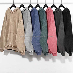 Sudadera con capucha de algodón 100% de peso pesado de gran tamaño de 500gsm, ropa de calle, sudaderas con capucha lavadas con ácido Vintage para hombre, sudaderas básicas personalizadas para hombre - Product Image 2