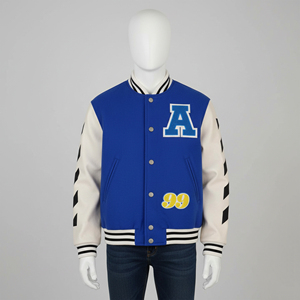 Blouson universitaire de baseball personnalisé en chenille brodée avec patchs, manches en cuir de mouton, 100 % laine, collection Hiver 2023, vente en gros - Product Image 6
