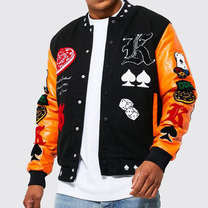 Chaqueta Bomber de Cuero Casual Estilo Urbano OEM/Venta al por Mayor, Chaquetas Varsity Personalizadas para Hombre, Cuello Alto, Invierno - Product Image 1
