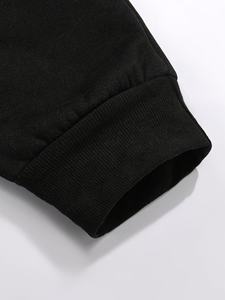 Custom Mens Black Tracksuit <b>Set</b> Hooded Sweatshirt <b>Jogger</b> Pants Casual Streetwear Sportswear Two Piece <b>Matching</b> Outfit Supplier - Product Image 3