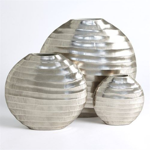 Modern Metal Vases Set Handmade <b>Silver</b> Finish Decorative Tabletop Vase for Indoor Living Room Office Decoration - Product Image 1