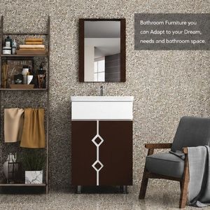 Modern Floor Standing Bathroom Vanity With Ceramic Basin And Framed <b>Mirror</b> 30 In Width White PVC Cabinet With Drawers - Product Image 1