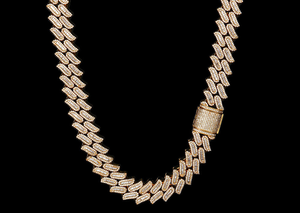 Luxury 18k Gold Plated Yellow Gold <b>Iced</b> <b>Out</b> Baguette Cluster Cuban Link <b>Chain</b> Moissanite Necklace for Wedding - Product Image 3