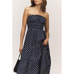 Elegant Top <b>Sales</b> Custom Strapless Maxi Dress Dropped Waist Breathable Lightweight Summer Party Dress for Women Natural Cotton - Product Image 2