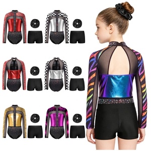 Ensemble de <span class=keywords><strong>gymnastique</strong></span> pour filles de 6 à 16 ans, justaucorps et shorts avec bandeau pour cheveux, tenue de danse, tenue de spectacle de danse, cours de yoga, vêtements décontractés pour tous les jours - Product Image 1