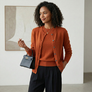 Pull décontracté pour femme à manches longues et taille haute en coton tricoté, pull léger personnalisé avec broderie pour femme, vente en gros - Product Image 2