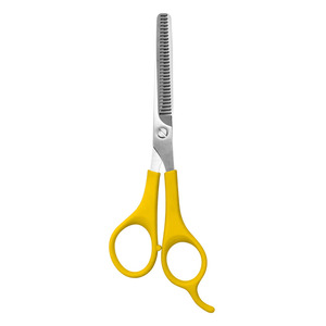 Ciseaux à effiler professionnels en acier inoxydable de haute qualité avec manche en plastique jaune pour salon de coiffure et barbier – Outils de texturisation - Product Image 1