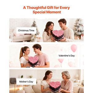 Scatola a Forma di Cuore con 27 Rose Conservate #   Bouquet Eterno Immortale #   Regalo per il compleanno delle donne #   Materiale Fresco - Product Image 4