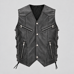 Gilet en cuir pour homme avec logo personnalisé, en cuir de vachette véritable, pour motard, vêtement de club, vente en gros, fabricant - Product Image 1