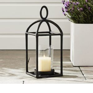 <b>Black</b> Square <b>Lantern</b> With Glass Panels For Home Decoration - Product Image 5