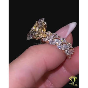 Luxury Floral Cluster Moissanite <b>Ring</b> With Round Cut Stones Elegant <b>Statement</b> Engagement Jewelry For Women Wedding Gift - Product Image 5