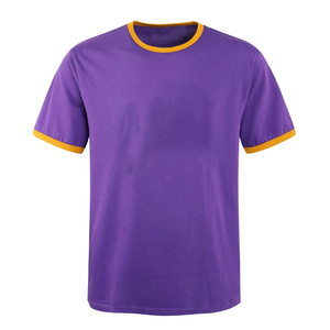 T-shirt Ringer léger pour homme de qualité supérieure, manches courtes, mélange de coton – T-shirt tendance à col rond et couleur contrastée |   Logo personnalisé OEM - Product Image 1