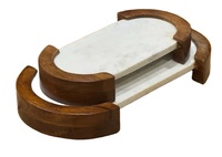 Marbre décoratif de luxe avec plateau combiné en bois/marbre façonné personnalisé avec plateau de mélange de bois/plateau en marbre antique pour hôtel