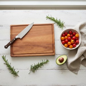 Planche à découper rectangulaire en bois d'acacia écologique 23 cm x 33 cm, antidérapante, lavable au lave-vaisselle, emballage individuel - Product Image 6